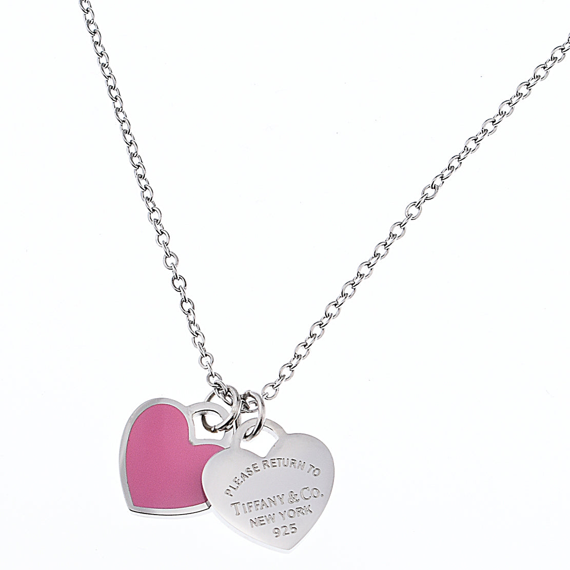 Collar de corazón azul y rosa