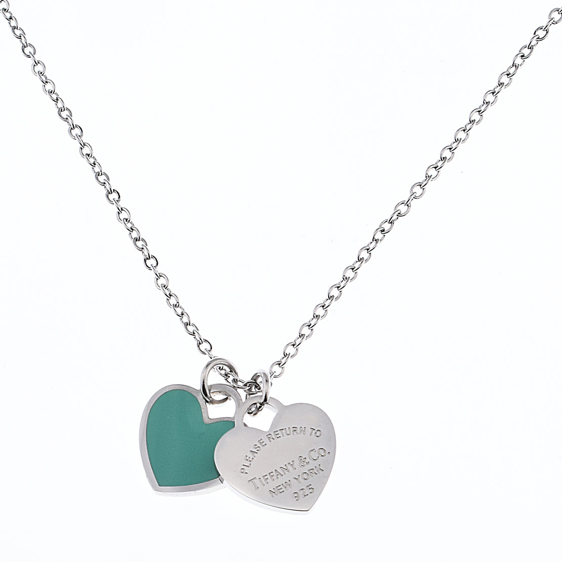 Collar de corazón azul y rosa