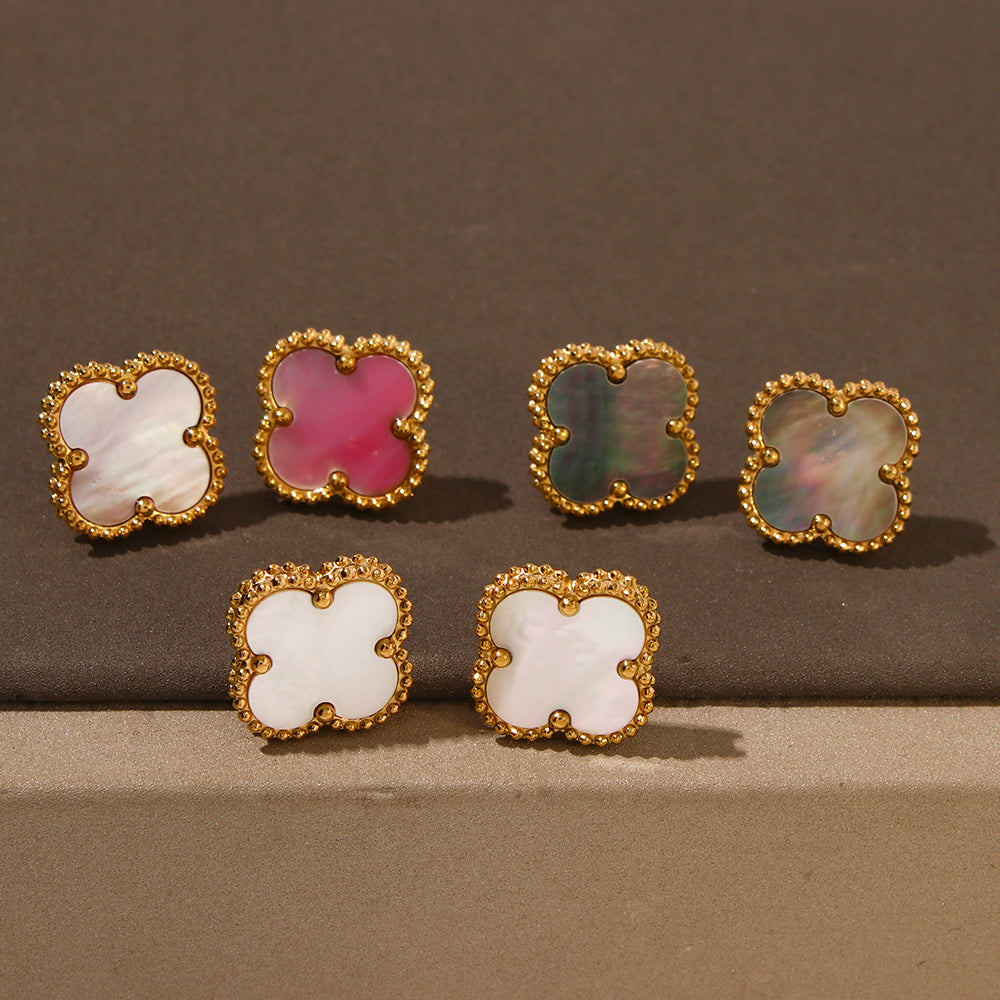 Pink dream clover earrings