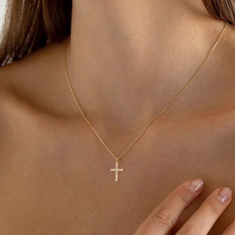 Dainty small cross necklace