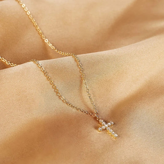 Dainty small cross necklace