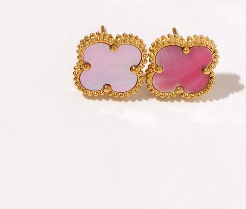 Pink dream clover earrings